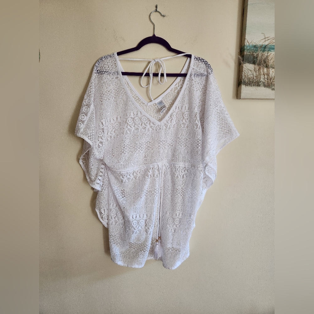 Time And Tru Swimsuit Coverup White Crochet XL 16-18